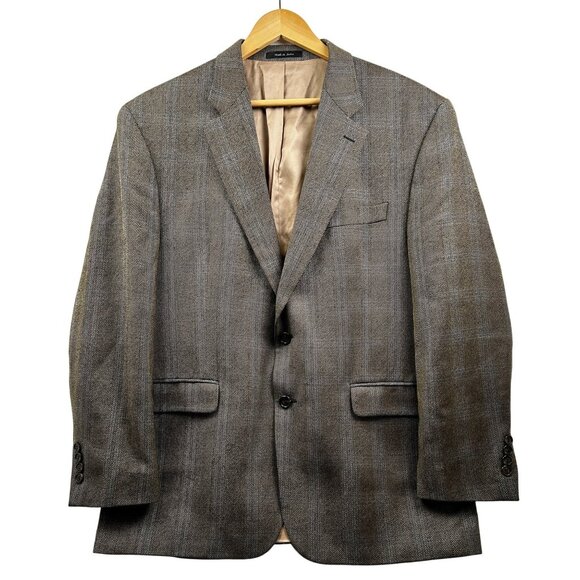 Lauren Ralph Lauren Blazer Mens 44R Brown Herringbone Wool Sport Coat Ivy League - Picture 1 of 13
